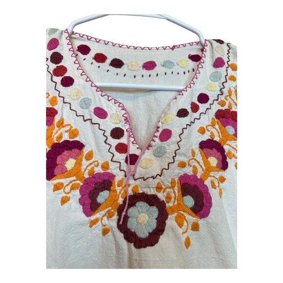 Embroidered Floral Boho Blouse Shirt Top Cottage Indie Fairy Festival Hippie - Picture 3 of 6